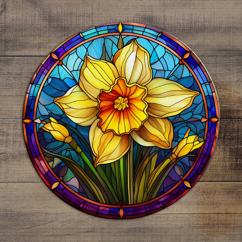 Daffodil Circular Glass Suncatcher Worktop Saver